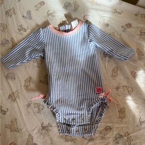 Ruffle Butts Striped Blue and Pink baby One Piece swim